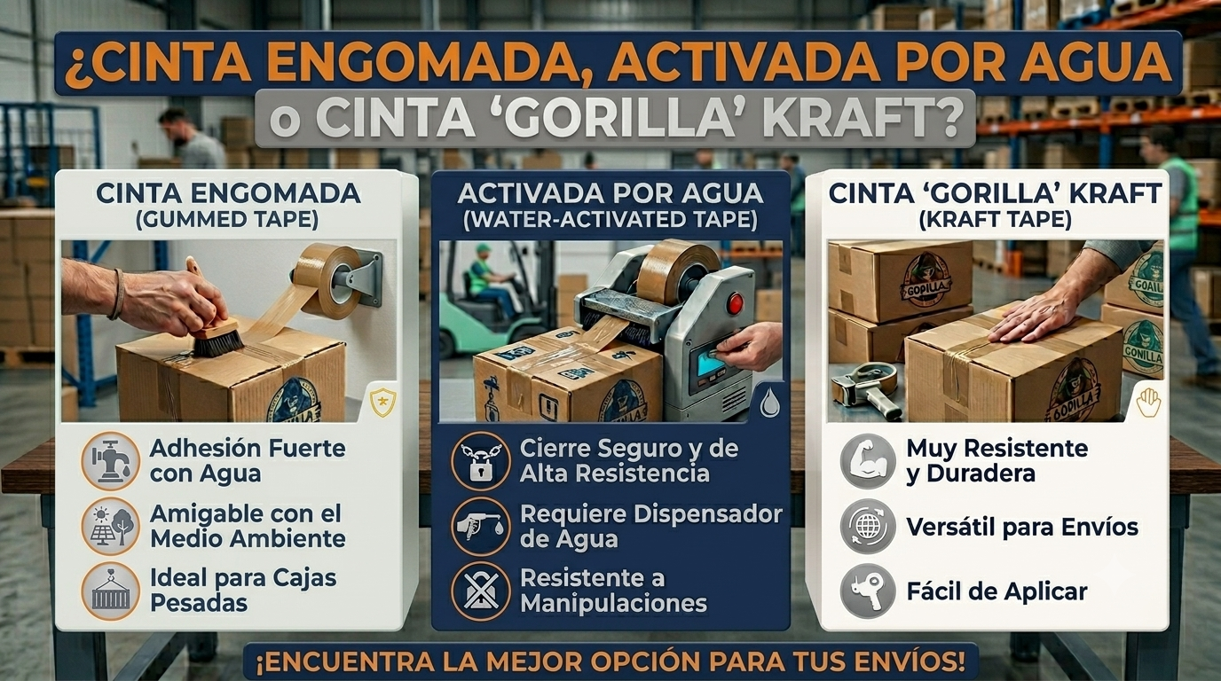 ¿Cinta Engomada, Activada por Agua o Gorilla Kraft? Descubre sus Diferencias, Nombres Reales y Mitos Comerciales